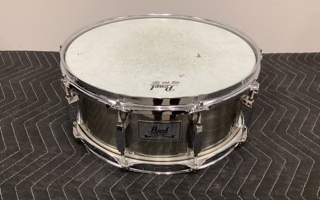 USED PEARL STEEL SHELL SNARE DRUM-SALE